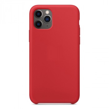 Силиконовый матовый непрозрачный чехол с нескользящим софт-тач покрытием для Iphone 11 Pro Max  Красный