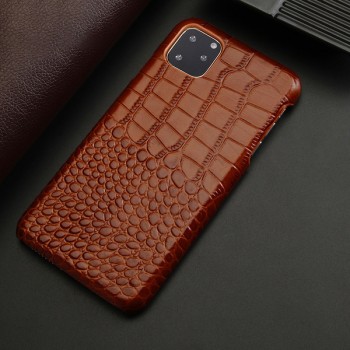 Кожаный чехол накладка (премиум нат. кожа крокодила) для Iphone 11