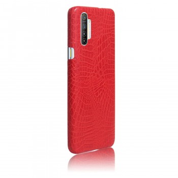 Чехол задняя накладка для Realme XT с текстурой кожи Красный