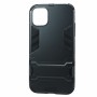 Противоударный двухкомпонентный силиконовый матовый непрозрачный чехол с поликарбонатными вставками экстрим защиты с встроенной ножкой-подставкой для Iphone 11, цвет Черный