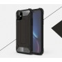 Противоударный двухкомпонентный силиконовый матовый непрозрачный чехол с поликарбонатными вставками экстрим защиты для Iphone 11 , цвет Черный