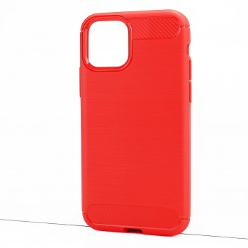 Силиконовый матовый непрозрачный чехол с текстурным покрытием Металлик для Iphone 11 Красный