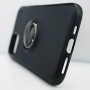 Силиконовый матовый непрозрачный чехол с встроенным кольцом-подставкой для Iphone 11 Pro, цвет Черный