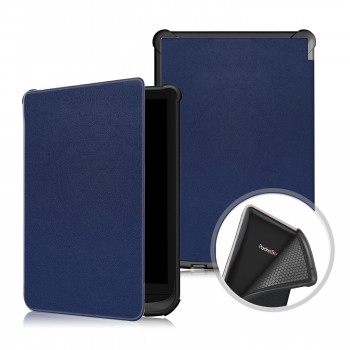 Чехол книжка на непрозрачной силиконовой основе с усиленными углами для PocketBook 614/616/625/627/631/632/641 Синий