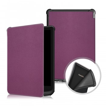 Чехол книжка на непрозрачной силиконовой основе с усиленными углами для PocketBook 614/616/625/627/631/632/641 Фиолетовый