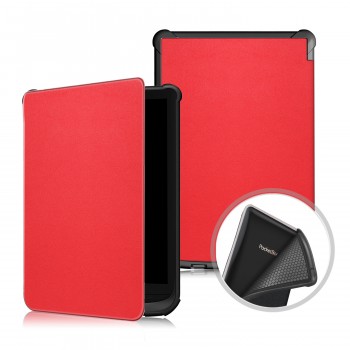 Чехол книжка на непрозрачной силиконовой основе с усиленными углами для PocketBook 614/616/625/627/631/632/641 Красный