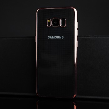 Силиконовый глянцевый полупрозрачный чехол Металлик для Samsung Galaxy S8 Розовый