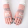 Утепленные шерстяные-акриловые сенсорные перчатки с вышивкой дизайн Олень