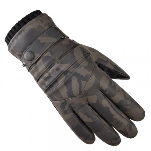 Мужские утепленные кожаные сенсорные перчатки дизайн Камуфляж