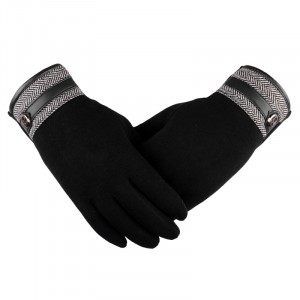 Мужские утепленные тканевые сенсорные перчатки Черный
