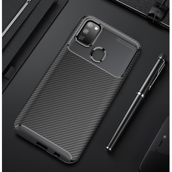 Матовый силиконовый чехол для Samsung Galaxy M21/M30s с текстурным покрытием карбон Черный
