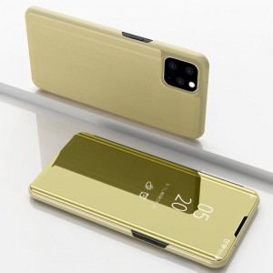 Пластиковый непрозрачный матовый чехол с полупрозрачной крышкой с зеркальным покрытием для Iphone 11 Pro Max Бежевый