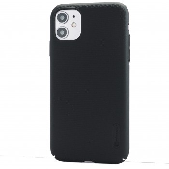Пластиковый непрозрачный матовый нескользящий премиум чехол для Iphone 11 Черный