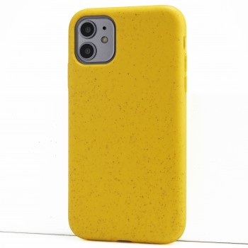 Силиконовый матовый непрозрачный чехол с нескользящим софт-тач покрытием и текстурным покрытием Точки для Iphone 11 Желтый