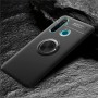 Силиконовый матовый непрозрачный чехол с встроенным кольцом-подставкой для Realme 5 Pro, цвет Черный