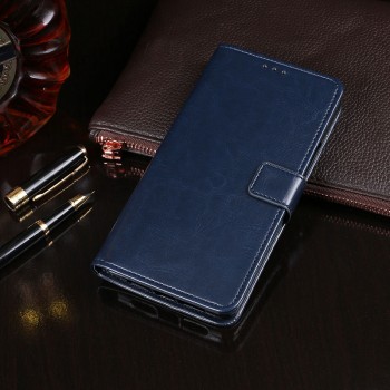 Глянцевый водоотталкивающий чехол портмоне подставка на силиконовой основе с отсеком для карт на магнитной защелке для Nokia 5.1 Синий