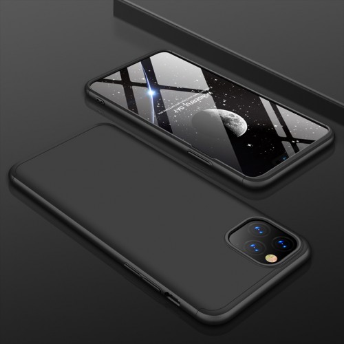 Двухкомпонентный сборный пластиковый матовый чехол для Iphone 11 Pro , цвет Черный