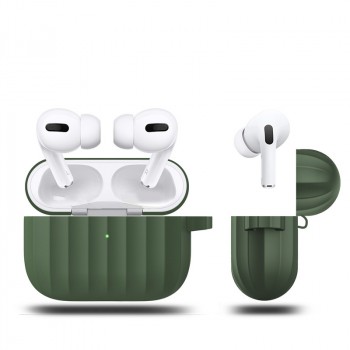 Силиконовый матовый противоударный ребристый чехол для AirPods Pro