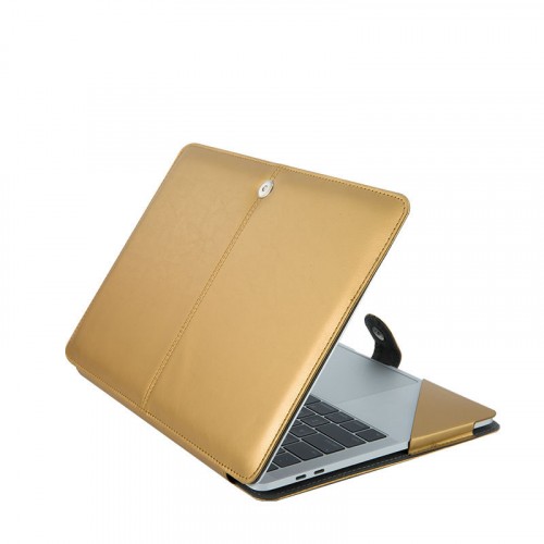 Чехол папка текстура Кожа на кнопке с угловыми креплениями для MacBook Pro Touch Bar 13.3