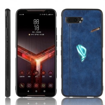 Чехол задняя накладка для ASUS ROG Phone 2 с текстурой кожи Синий