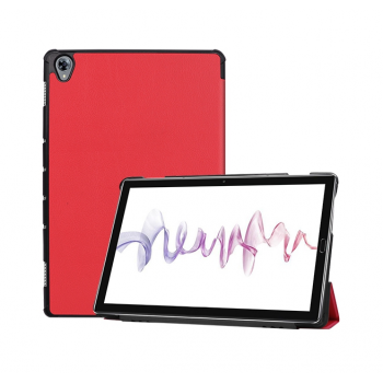 Сегментарный чехол книжка подставка на непрозрачной поликарбонатной основе для Huawei MediaPad M6 10.8 Красный