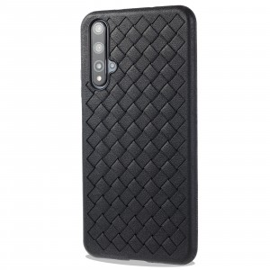 Силиконовый матовый непрозрачный чехол с текстурным покрытием Плетеная кожа для Huawei Honor 20/Nova 5T Черный
