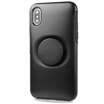 Двухкомпонентный силиконовый матовый непрозрачный чехол с поликарбонатной накладкой и встроенным попсокетом для Iphone x10
