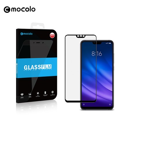 Премиум 5D Full Cover полноэкранное безосколочное защитное стекло Mocolo со сверхточными краями для Xiaomi Mi 8 Lite, цвет Черный