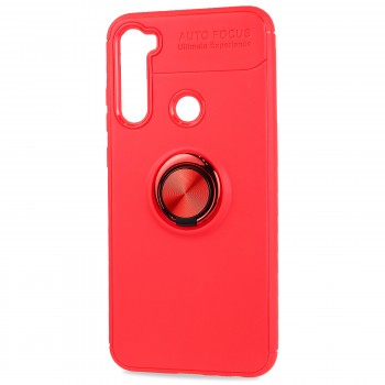 Силиконовый матовый чехол для Xiaomi RedMi Note 8T с встроенным кольцом-подставкой-держателем Красный