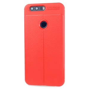 Силиконовый чехол накладка для Huawei Honor 8 с текстурой кожи Красный