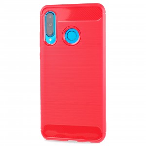 Матовый силиконовый чехол для Huawei Honor 20S/20 Lite/P30 Lite с текстурным покрытием металлик Красный
