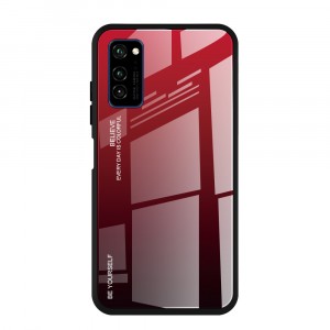 Силиконовый матовый непрозрачный чехол с поликарбонатной градиентной накладкой для Huawei Honor View 30 Pro  Красный
