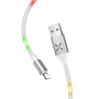 Интерфейсный кабель в тканевой оплетке USB Type-C 1m с LED-подсветкой в такт музыке