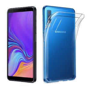 Силиконовый глянцевый транспарентный чехол для Samsung Galaxy A7 (2018)