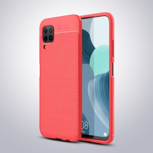 Силиконовый чехол накладка для Huawei P40 Lite с текстурой кожи Красный