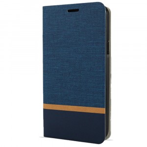 Флип чехол-книжка для Huawei Honor 9C/P40 Lite E с текстурой ткани и функцией подставки Синий