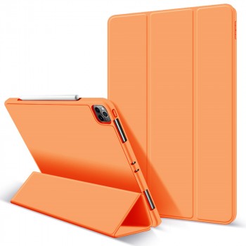 Сегментарный чехол книжка подставка на непрозрачной силиконовой основе с отсеком для пера для Ipad Pro 11 (2020)/ Pro 11 (2021) Оранжевый