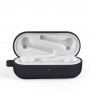 Силиконовый матовый противоударный чехол с карабином для Honor Magic EarBuds/Huawei FreeBuds 3i, цвет Белый