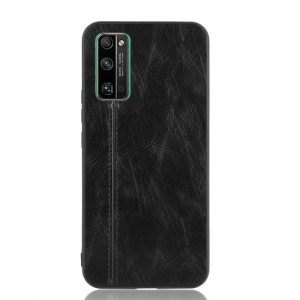 Силиконовый матовый непрозрачный чехол с текстурным покрытием винтажная Кожа для Huawei Honor 30  Черный