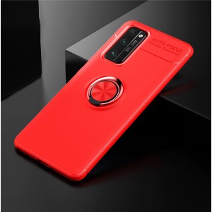 Силиконовый матовый чехол для Huawei Honor 30 с встроенным кольцом-подставкой-держателем Красный
