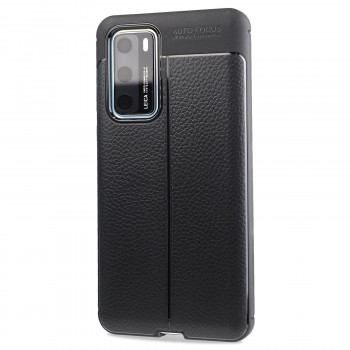 Чехол задняя накладка для Huawei P40 с текстурой кожи Черный