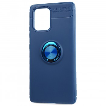 Силиконовый матовый непрозрачный чехол с встроенным кольцом-подставкой для Samsung Galaxy S10 Lite Синий