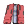 Противоударный двухкомпонентный силиконовый матовый непрозрачный чехол с поликарбонатными вставками экстрим защиты с встроенной ножкой-подставкой для Huawei Honor 30 Pro, цвет Красный