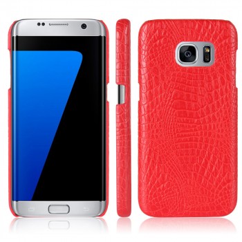 Чехол задняя накладка для Samsung Galaxy S7 Edge с текстурой кожи крокодила Красный