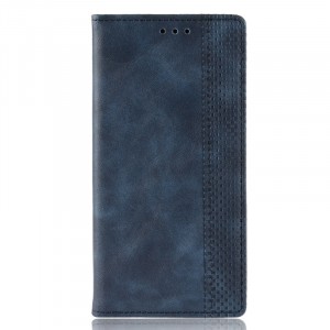 Винтажный чехол портмоне подставка на силиконовой основе с отсеком для карт для Samsung Galaxy A21s  Синий