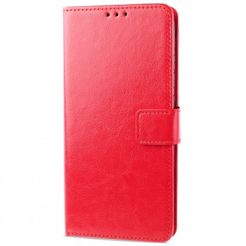 Глянцевый водоотталкивающий чехол портмоне подставка для Xiaomi RedMi Note 9 с магнитной защелкой и отделениями для карт Красный