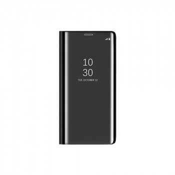 Пластиковый зеркальный чехол книжка для Samsung Galaxy A30s/A50 с полупрозрачной крышкой для уведомлений Черный