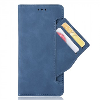 Винтажный чехол портмоне подставка на силиконовой основе с отсеком для карт и внешним картхолдером на магнитной защелке для Huawei Honor 9S/Y5p Синий