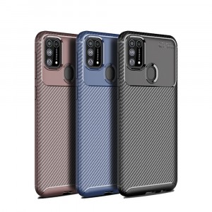 Матовый силиконовый чехол для Samsung Galaxy M31 с текстурным покрытием карбон
