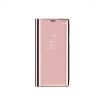 Пластиковый зеркальный чехол книжка для Huawei Honor 10 с полупрозрачной крышкой для уведомлений Розовый